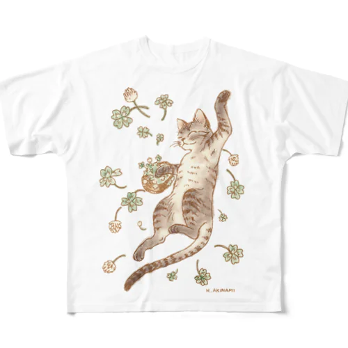 幸運招き猫 フルグラフィックTシャツ