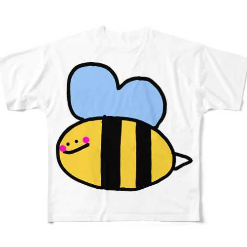 へんてこキャラクター はちさんの『びー』🐝💗 All-Over Print T-Shirt