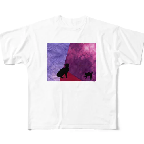 黒猫ワイン🍷 フルグラフィックTシャツ