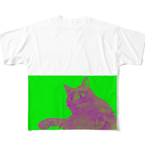 ビビッドカラー  ねこL All-Over Print T-Shirt