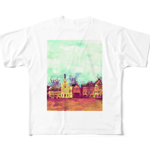 絵画のような街（秋色） All-Over Print T-Shirt