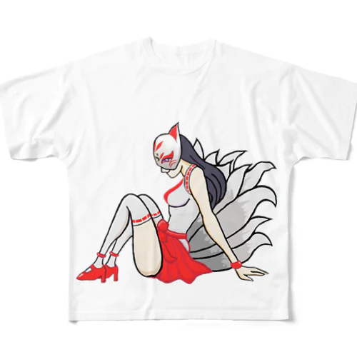 ドS巫女狐アカリ セクシーVer All-Over Print T-Shirt