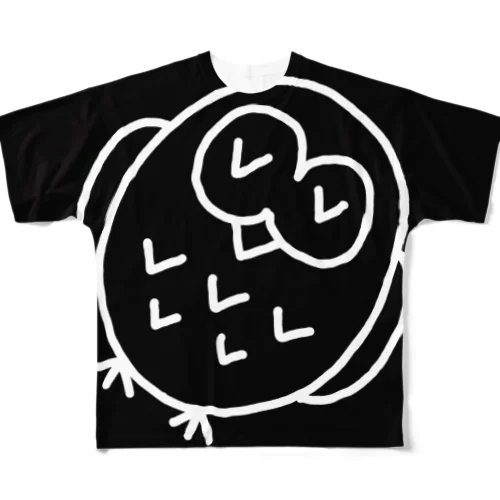 ビッグ居眠りふくろう（黒） All-Over Print T-Shirt
