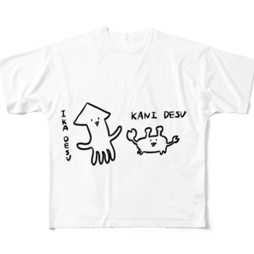 イカカニ フルグラフィックTシャツ