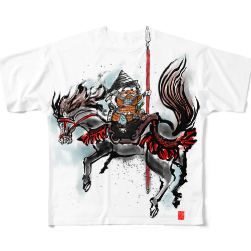 ゆる戦国武将「前田慶次」 All-Over Print T-Shirt