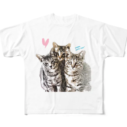 猫 仲良し3兄弟 ラブリーver. All-Over Print T-Shirt