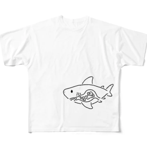 ヒトを食べたサメ フルグラフィックTシャツ