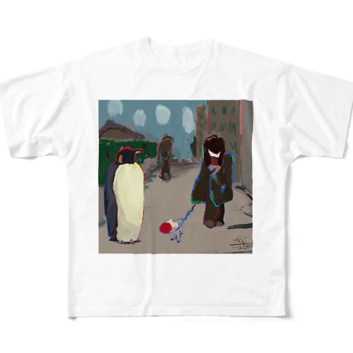 ペンギン風景 フルグラフィックTシャツ