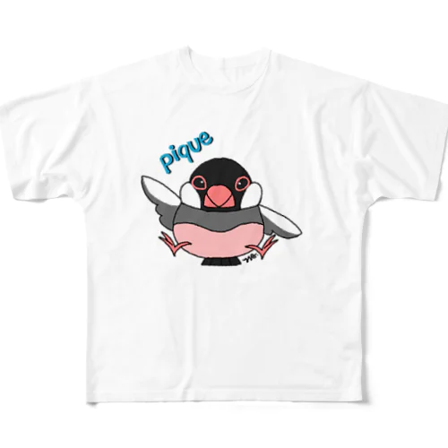 ピケ　（文鳥アイコン） フルグラフィックTシャツ