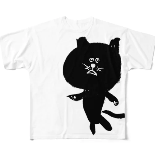 筆猫-fudeneko- All-Over Print T-Shirt