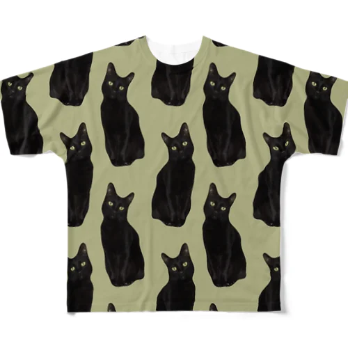 黒猫さん フルグラフィックTシャツ