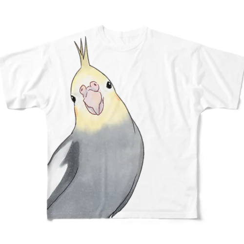 おしゃまなオカメインコちゃん【まめるりはことり】 フルグラフィックTシャツ