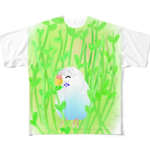 豆苗まみれのセキセイちゃん All-Over Print T-Shirt