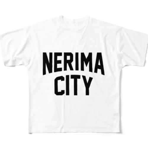 練馬区 NERIMA CITY ロゴブラック フルグラフィックTシャツ