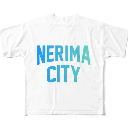 練馬区 NERIMA CITY ロゴブルー フルグラフィックTシャツ