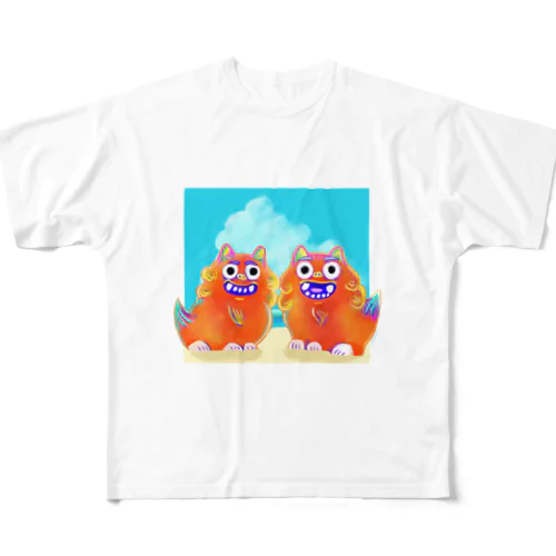 [沖縄土産]シーサーと空と海 All-Over Print T-Shirt