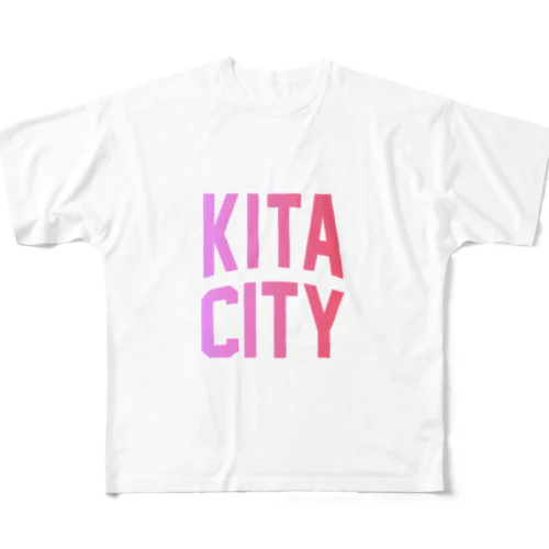 北区 KITA CITY ロゴピンク All-Over Print T-Shirt