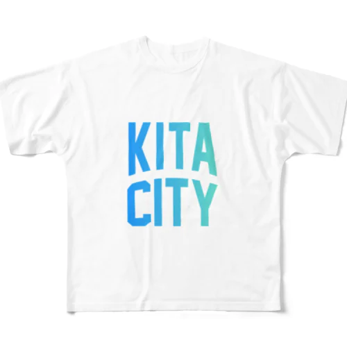 北区 KITA CITY ロゴブルー フルグラフィックTシャツ