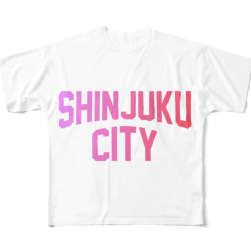 新宿区 SHINJUKU CITY ロゴピンク All-Over Print T-Shirt