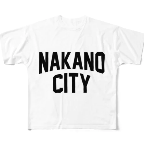 中野区 NAKANO CITY ロゴブラック フルグラフィックTシャツ