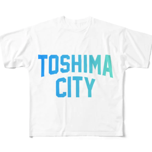 豊島区 TOSHIMA CITY ロゴブルー フルグラフィックTシャツ