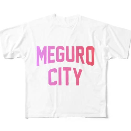 目黒区 MEGURO CITY ロゴピンク All-Over Print T-Shirt