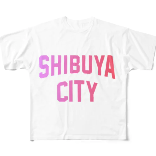 渋谷区 SHIBUYA WARD ロゴピンク フルグラフィックTシャツ