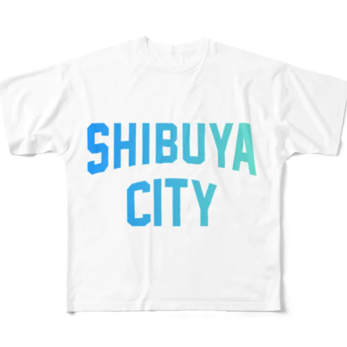 渋谷区 SHIBUYA WARD ロゴブルー All-Over Print T-Shirt
