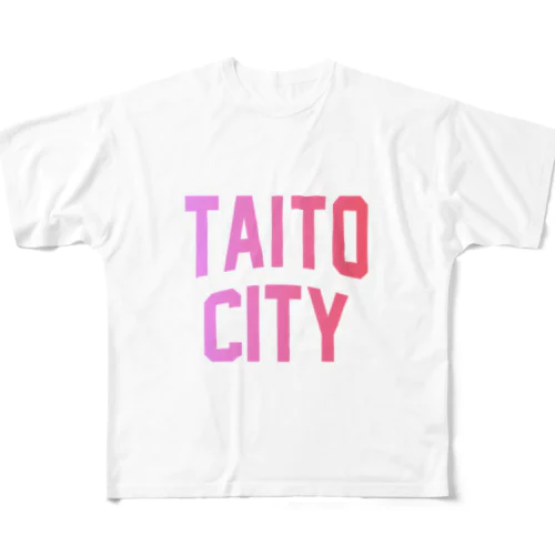 台東区 TAITO TOWN ロゴピンク All-Over Print T-Shirt