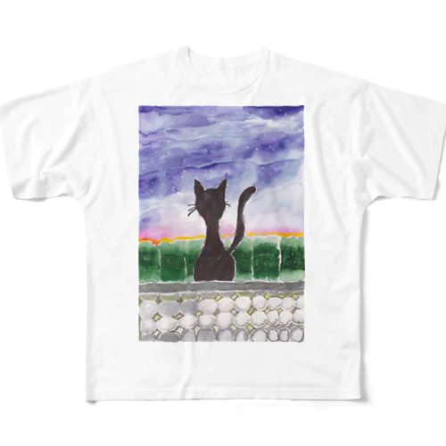 明日を考える猫 フルグラフィックTシャツ