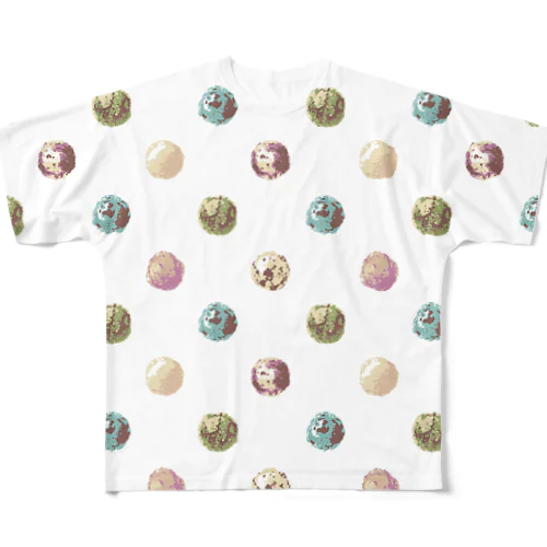 アイス アイスクリーム ドット(白) All-Over Print T-Shirt