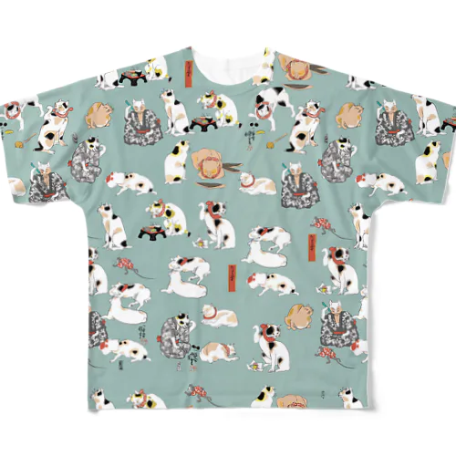 浮世絵　国芳ねこ All-Over Print T-Shirt