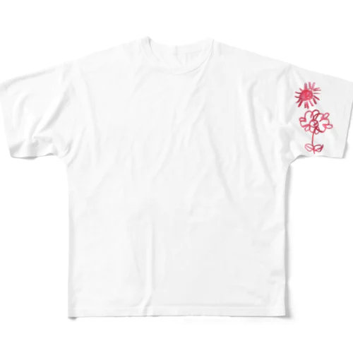 太陽とお花 All-Over Print T-Shirt