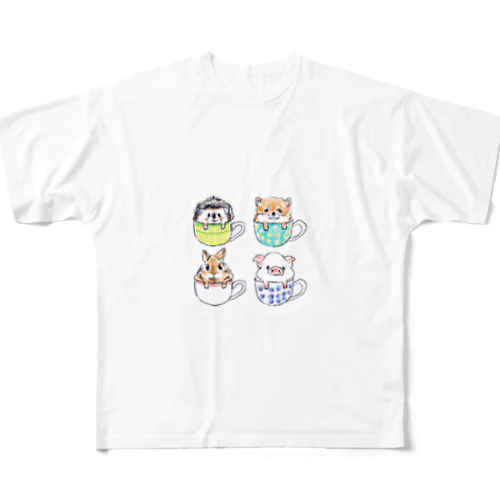 オリジナル　ハリネズミのソフィー、カップにハマってこっちを見ている。 All-Over Print T-Shirt