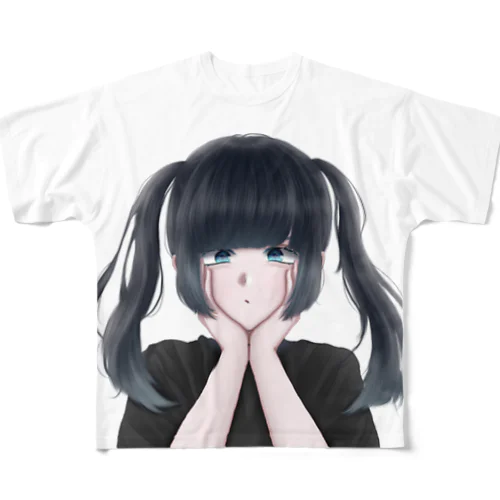 黒髪女子 All-Over Print T-Shirt