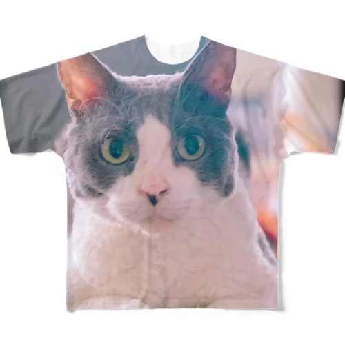 猫毛団のぽんちゃん フルグラフィックTシャツ