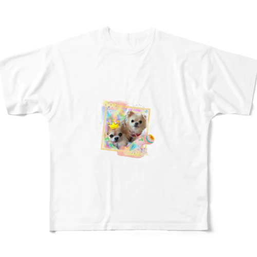 絵画風のチビちゃんとココちゃん All-Over Print T-Shirt