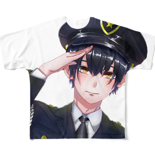 警察男子 フルグラフィックTシャツ