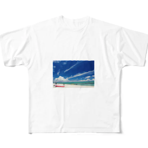 白い砂浜とビーチ All-Over Print T-Shirt