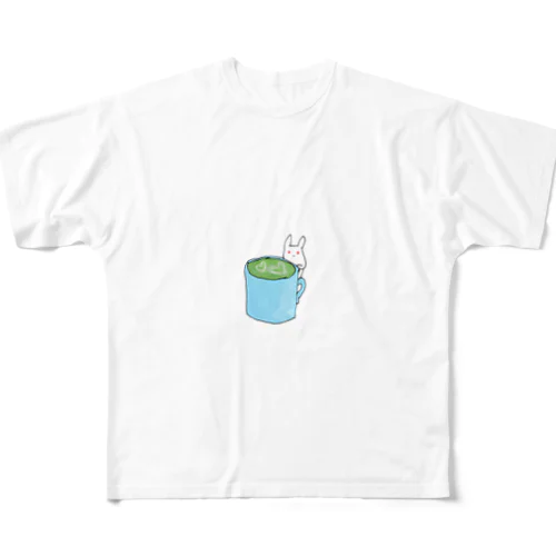 うさぎと抹茶ラテ All-Over Print T-Shirt