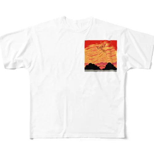 赤い空歩く人【天使】 All-Over Print T-Shirt