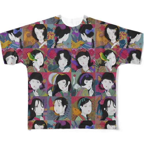 花札浪漫娘 All-Over Print T-Shirt