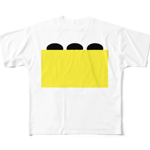 黄上の黒 All-Over Print T-Shirt