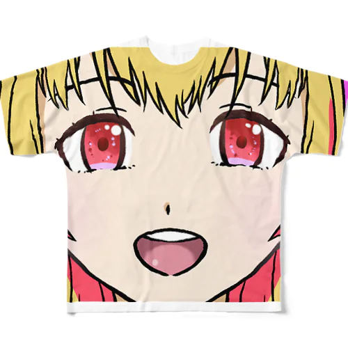 かわいい女の子 フルグラフィックTシャツ