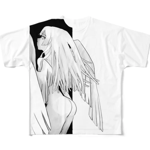 天使01(タテ) フルグラフィックTシャツ