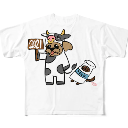 モチ & ハッピー2021🐾 フルグラフィックTシャツ