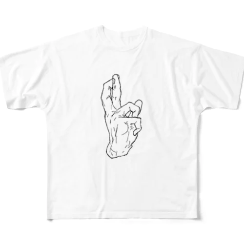 手描きの手 All-Over Print T-Shirt