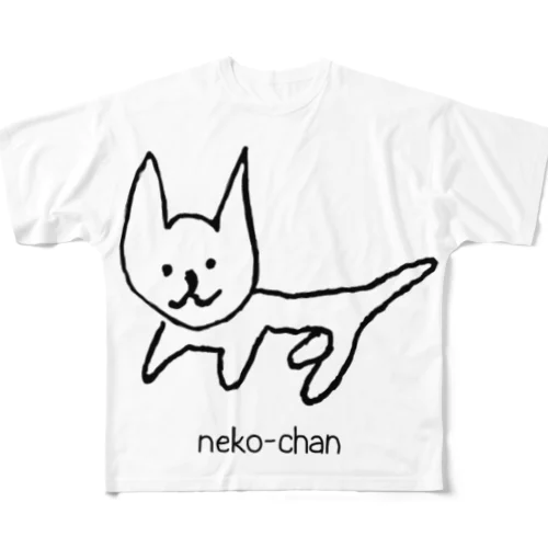 Big neko-chan All-Over Print T-Shirt