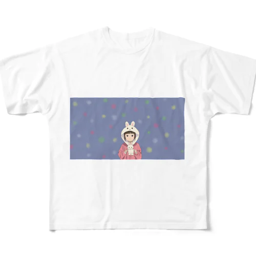 お揃いうさちゃん All-Over Print T-Shirt