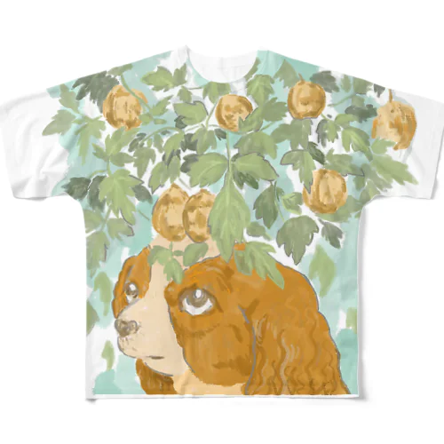 フウセンカズラとキャバリア All-Over Print T-Shirt